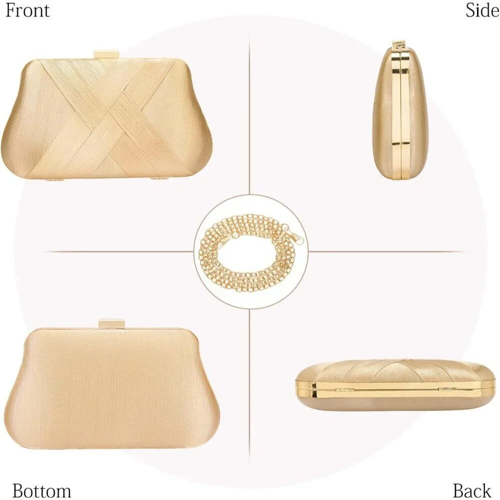 ⚡ Women's Silk Satin Fabric Clutch Crossbody Formal Party Wedding Gold Bag
